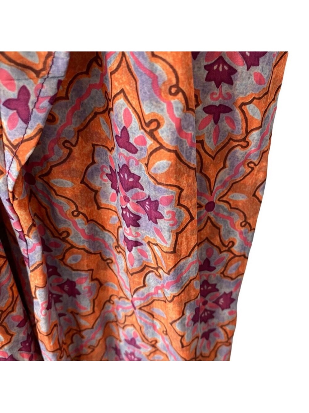 Calypso St. Barth Ardelle NWTS Maxi Ruffle Dress Purple Rust Batik Print small - Picture 9 of 12